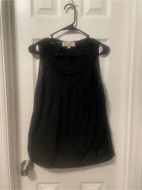 LOFT Black Sleeveless Braided Neck Camisole